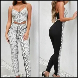 Tiger Mist Pearl Snake Print Faux Leather Pants Size XS